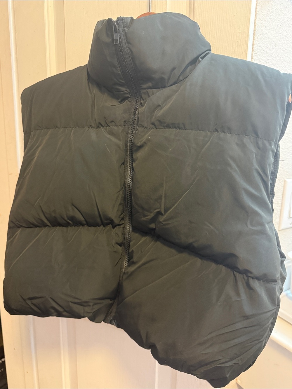 Black Puffer Vest with High Collar